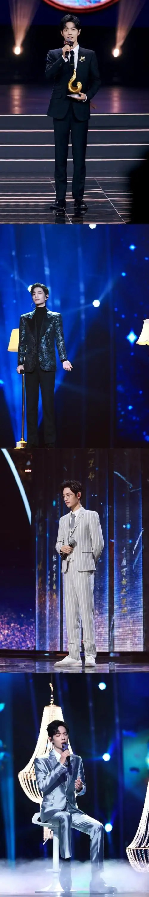 肖战花灰色西装写真