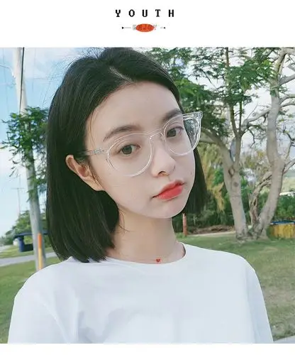 韩国软妹透明白眼镜框女 ins素颜网红无度数圆形近视眼镜文艺原宿