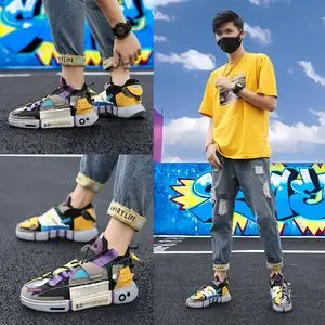 悟道老爹鞋ins潮男鞋子拼色潮鞋网面欧洲站袜子鞋潮流社会小伙鞋