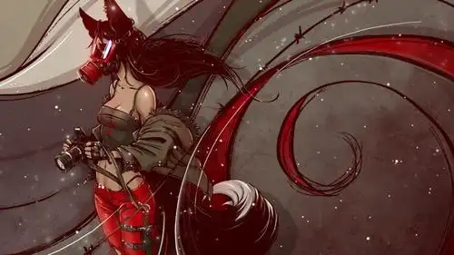 女同志,相机,匕首,黑发,狐狸,铁丝网,狐狸女孩,防毒面具