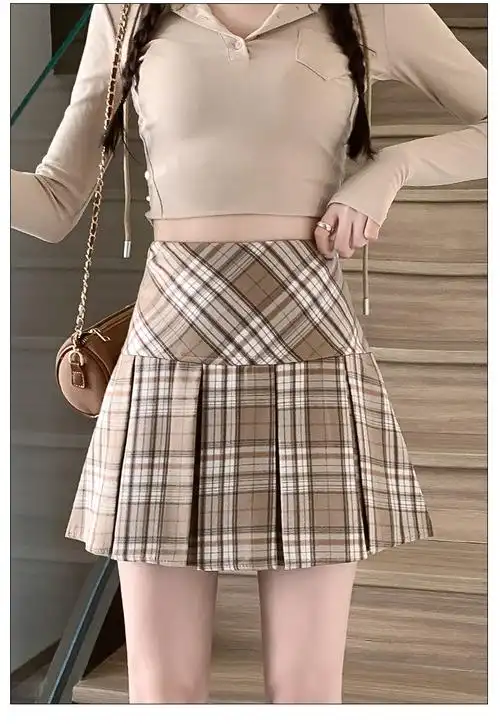 实拍现货夏新款学生高腰半身裙ulzzang百褶裙chic短裙裤裙裙子… - 17