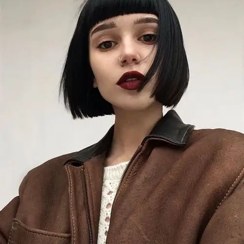 欧美假发女士短发网红街拍波波头空气刘海仿真头皮bobo短直发头套