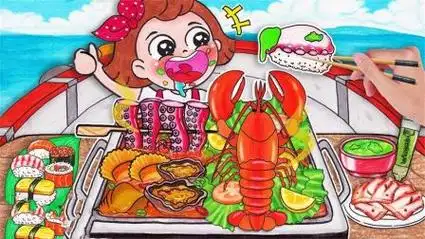 趣味定格动画:请小美吃海鲜大餐,波士顿龙虾炫的太过瘾了!