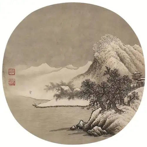 山水画雪山萧寺图