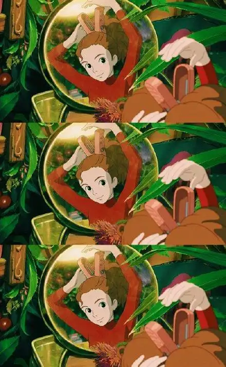 借东西的小人阿丽埃蒂壁纸(宫崎骏动漫卡通治愈系拼接无水印手机壁纸