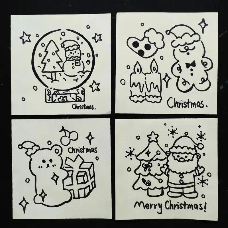 9199圣诞简笔画90 #简笔画#圣诞节#手绘临摹#手帐素材 - 抖音