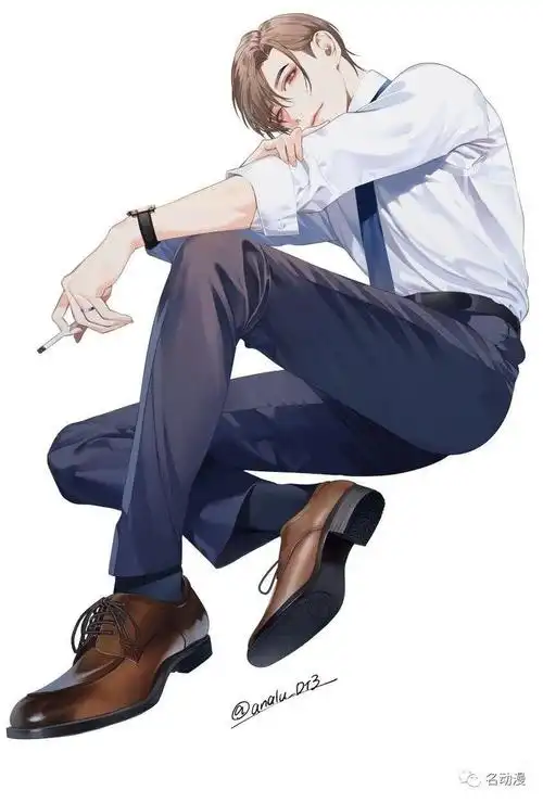 绘画素材西装男制服男精美插画素材附小教程