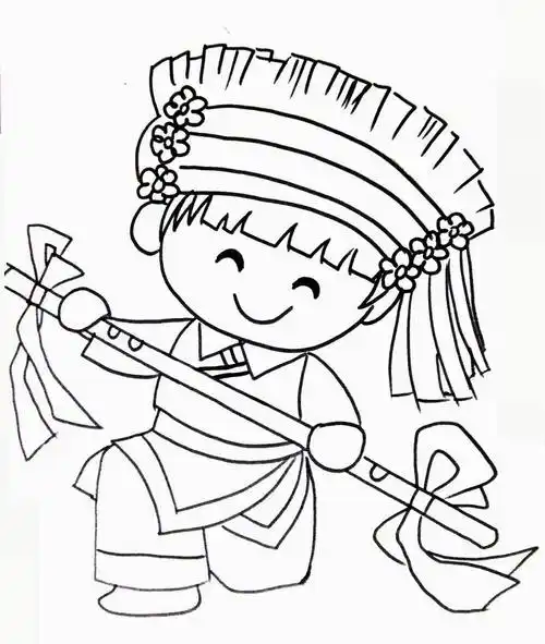 少数民族简笔画彩色 少数民族简笔画彩色人物小朋友_牛求艺网