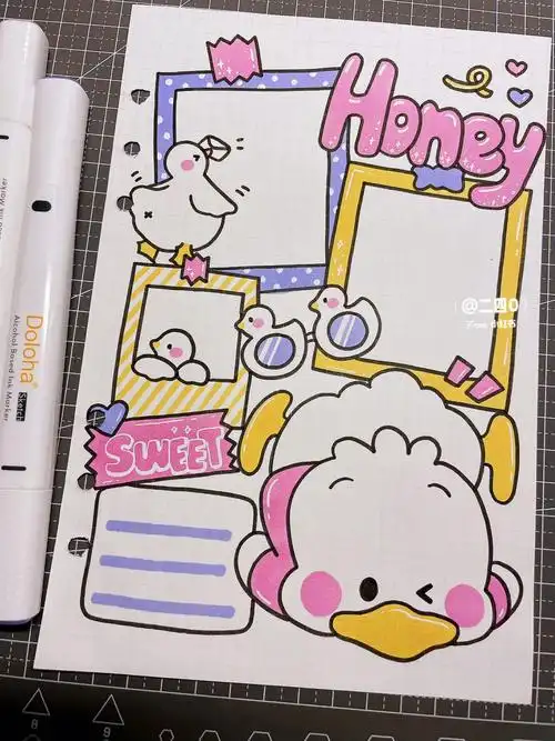 78可爱鸭纯手绘手帐排版手帐教程来啦