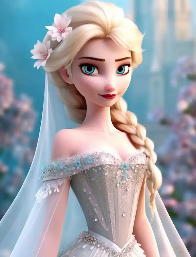 ai视觉风暴艾莎的婚礼 关键词:迪士尼冰雪奇缘人物艾尔莎,有着极致的