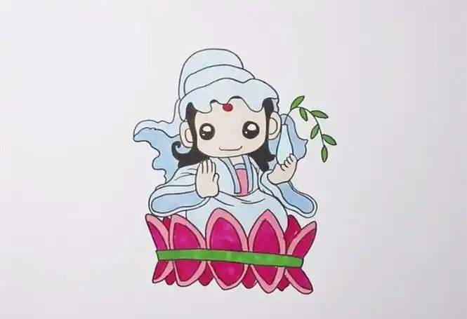 观音菩萨简笔画观音简笔画法怎么画观音菩萨简笔画中国神仙观音简笔画