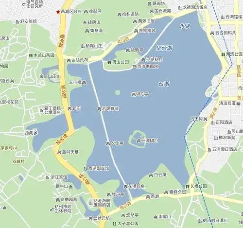 杭州西湖旅游示意图