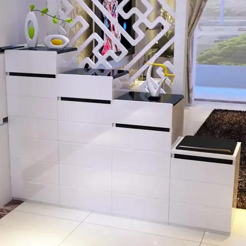 鞋柜烤漆组合柜 超薄高低隔断玄关阶梯双面鞋柜 简约现代门厅柜