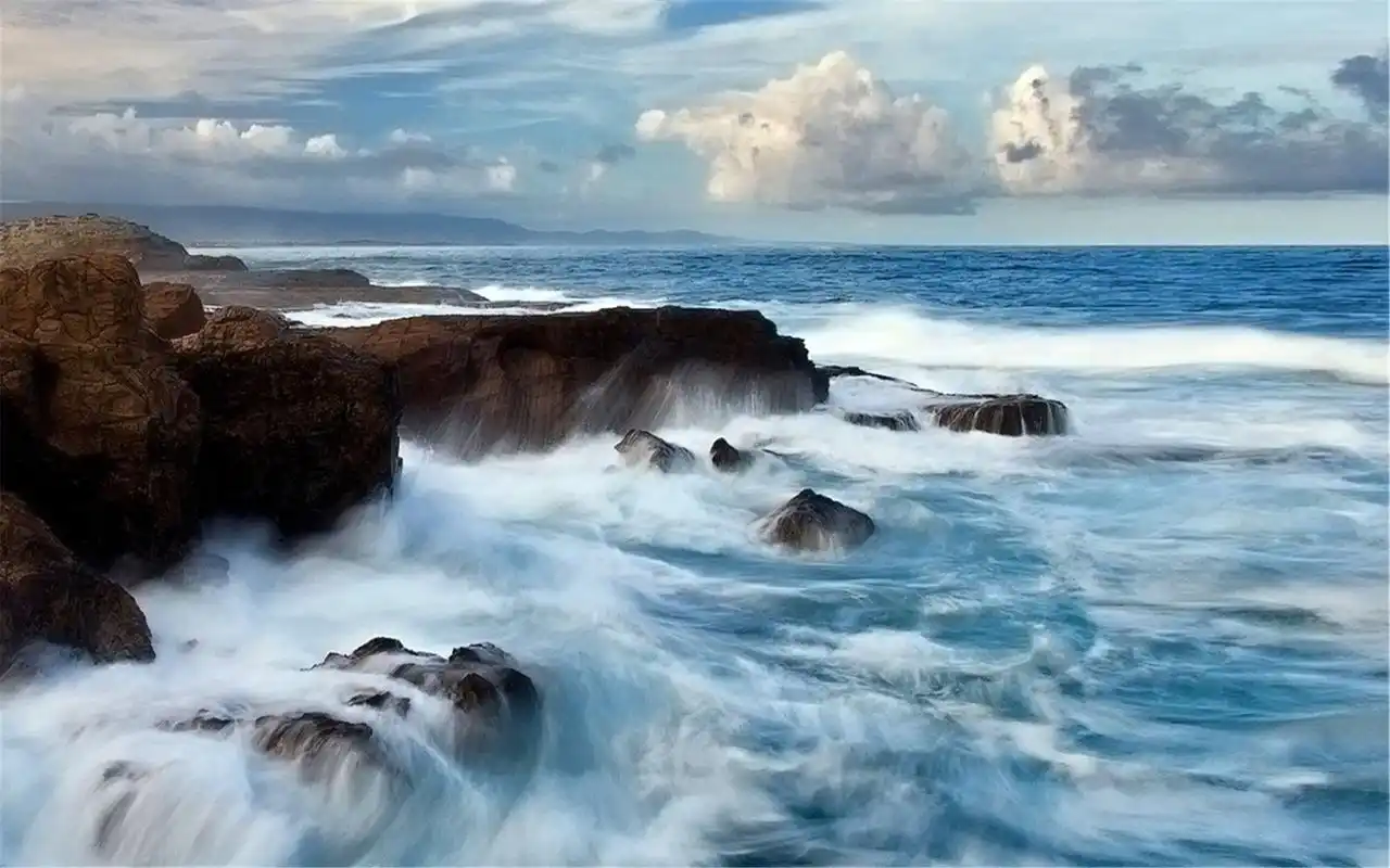 蓝色的大海沙滩高清桌面壁纸高清大图预览1920x1200_风景壁纸下载_美