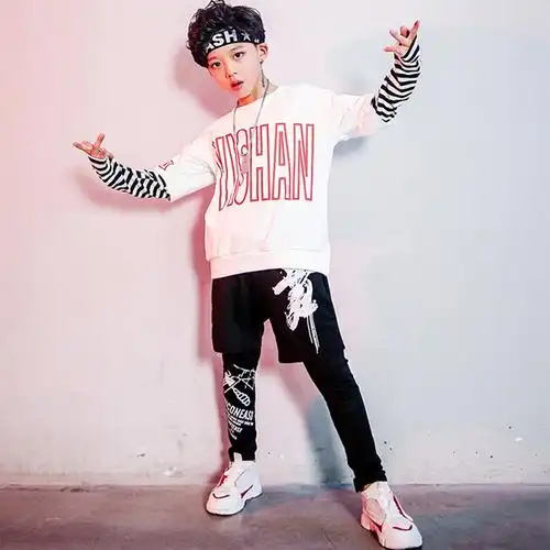 春秋街舞套装男童演出服儿童嘻哈潮服酷帅洋气幼儿园小孩舞蹈衣服
