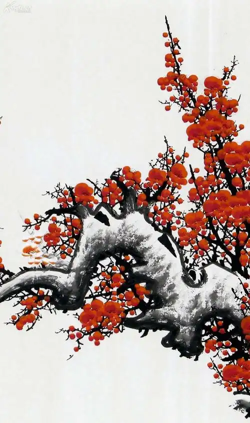 西门亚石国画六尺梅花《梅图一幅众人猜,冒雪凌霜笑口开.