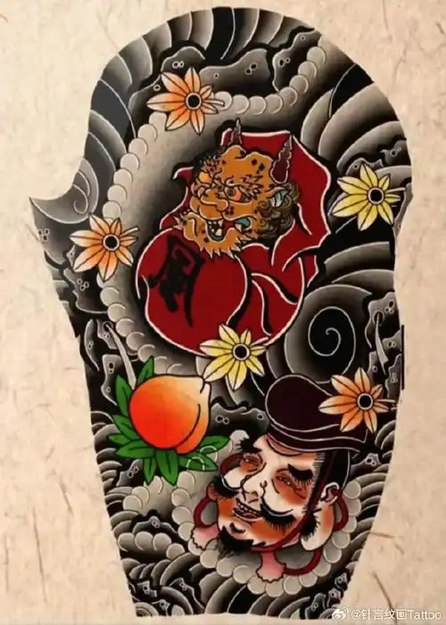 日式老传统花腿手稿|经典素材分享