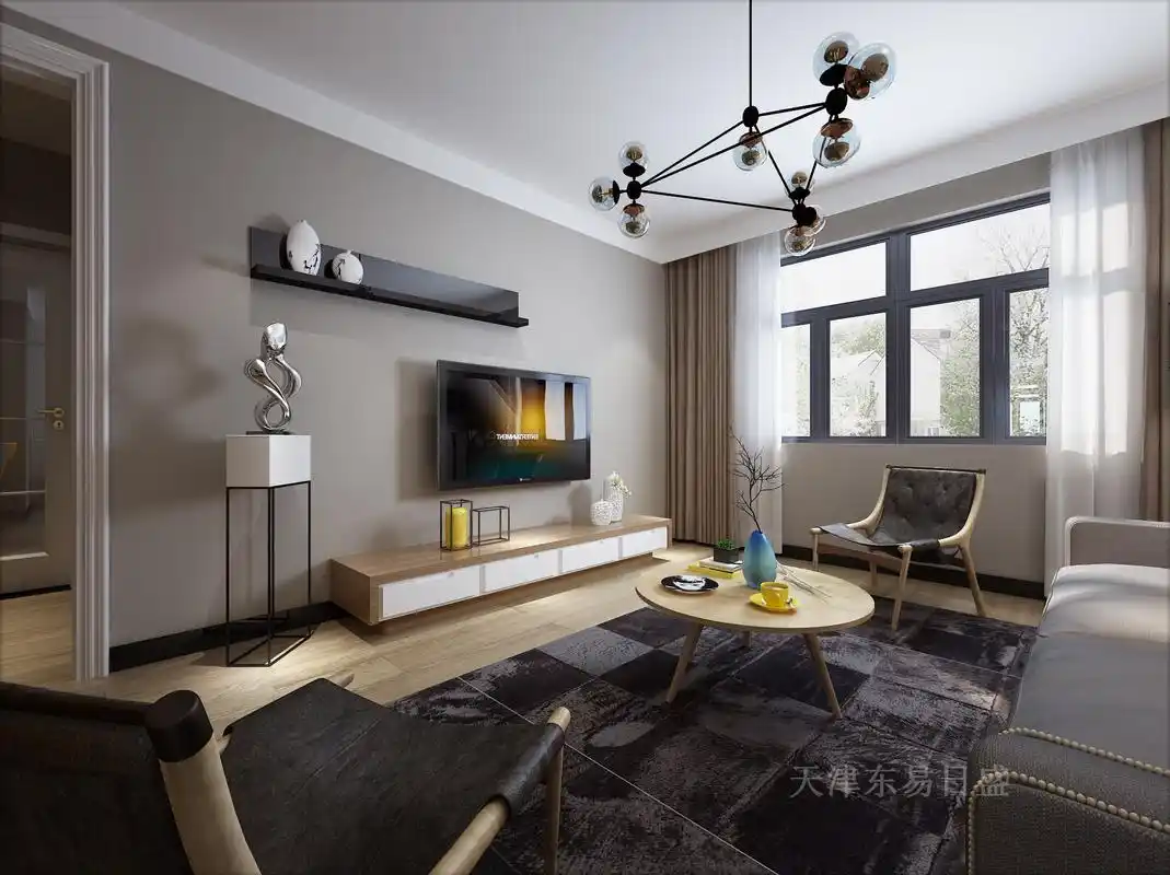 95平米北欧风格三室装修效果图,自然清新,轻松和谐的氛围