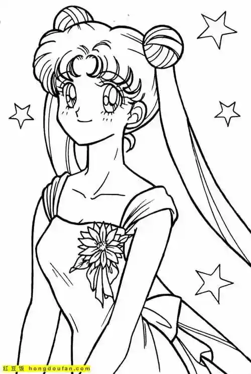 12张为正义而战的美少女战士月野兔卡通涂色图片
