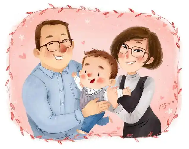 画的全家福～～～在画的过程也蛮开心的,感觉对人物的造型有的新的