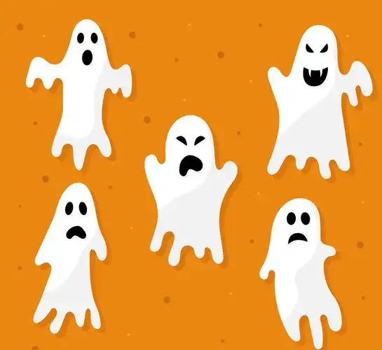 5款白色恐怖幽灵矢量素材