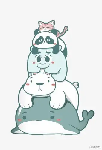 叠罗汉卡通小动物png素材透明免抠图片动植人物