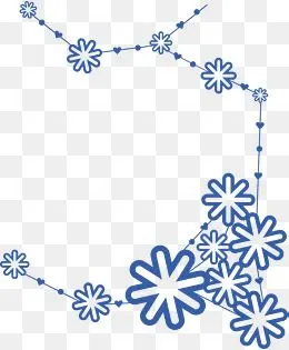 蓝色点线花朵爱心边框