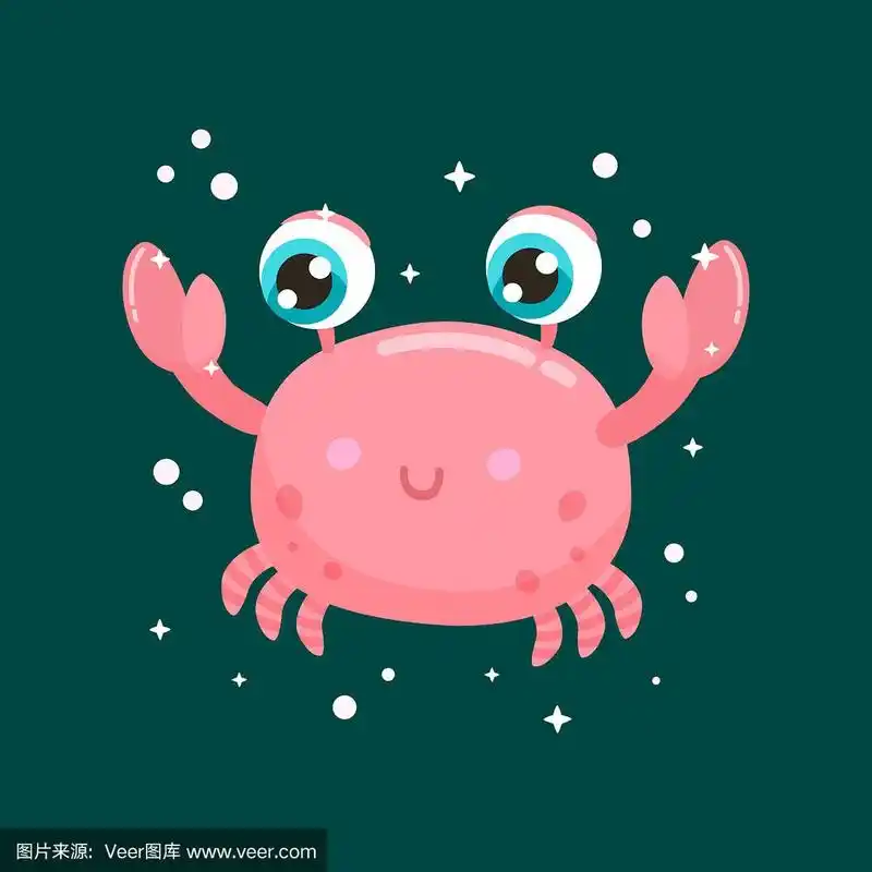 可爱的螃蟹矢量插图.