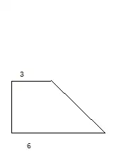 在未知高,上底是3cm,下底是6cm的直角梯形中画两条线段,使形成的3个