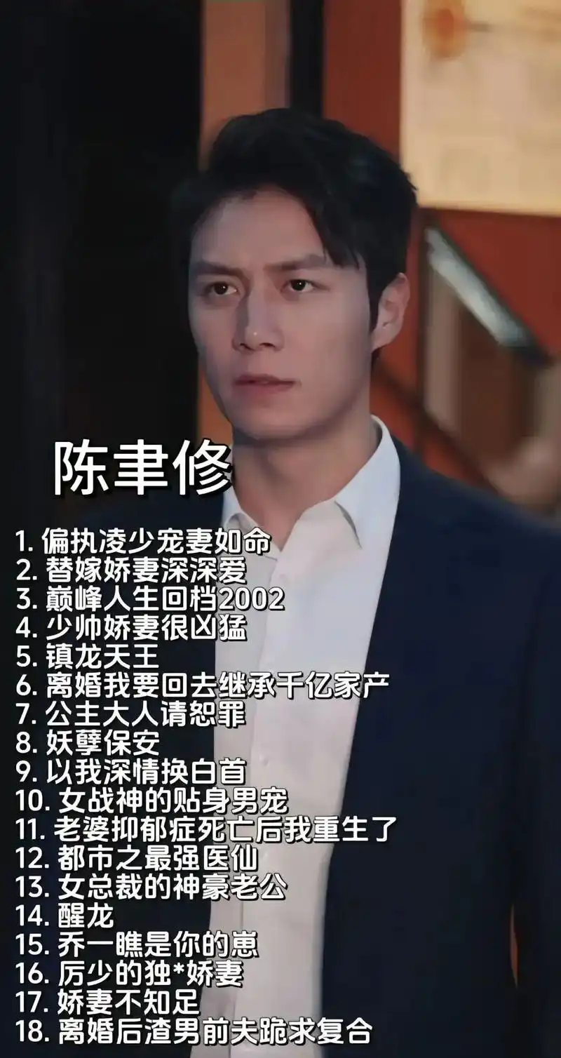 短剧男演员/短剧艺人剧单 陈聿修.陈聿修演过的短剧作品合集  - 抖音