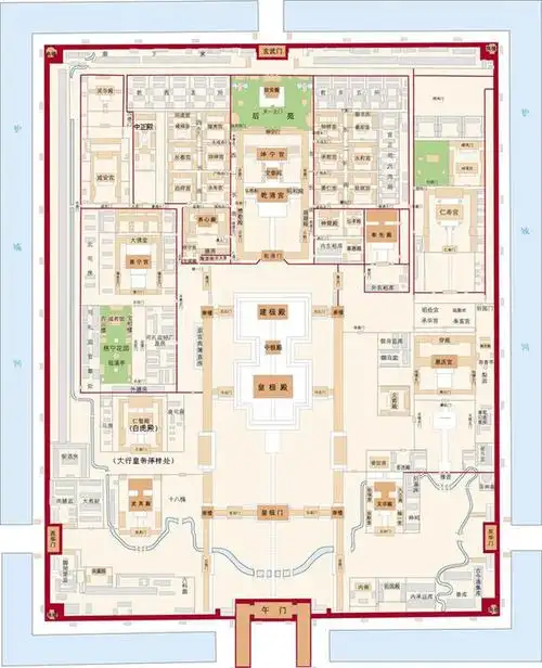 谁能提供一下明朝时北京故宫的平面图,要标明宫殿名