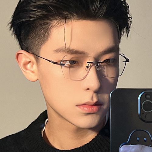 超轻纯钛无框镜近视眼镜框男防蓝光可配平光丹阳眼镜架批发女8906