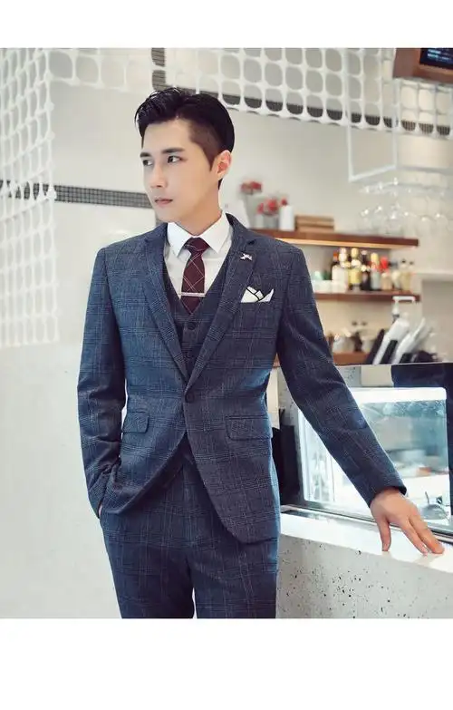 【高品质】【好质量】秋冬卫衣国潮秋冬潮流韩国网红修身西装男套装痞