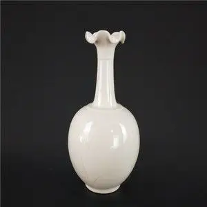宋代易定定窑白釉刻花长颈花瓶老货仿古瓷器古董古玩收藏装饰摆件