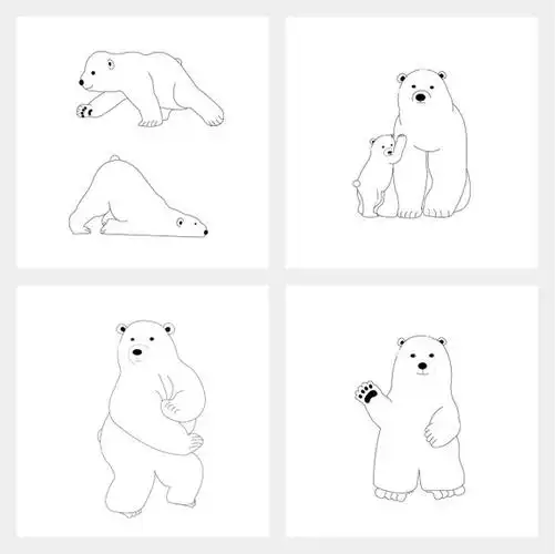 学英语卡通背景蓝色蓝色浮冰白色卡通北极熊浮冰北极熊卡通手绘标签