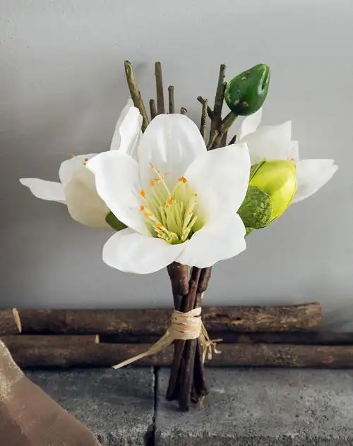 唯美清新大朵木棉花仿真花束-不含瓶