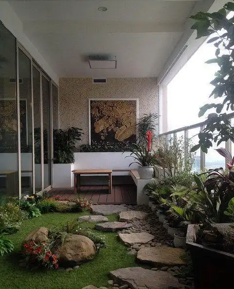 这是阳台景观设计,相对建设体积较小,但大多数业主都可以达到.