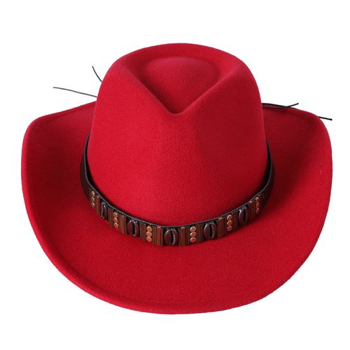 红色贝壳cowboy骑士士女男士配饰手工毛呢帽帽子帽子