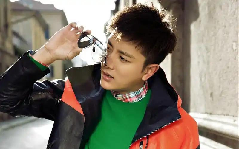 贾乃亮复古街拍写真高清桌面壁纸