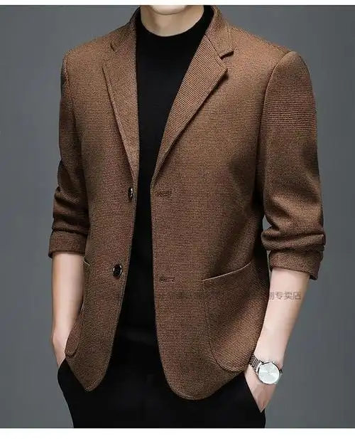 花花公子中年男士商务正装西服休闲西装男红色秋冬亮色单西外套装新款