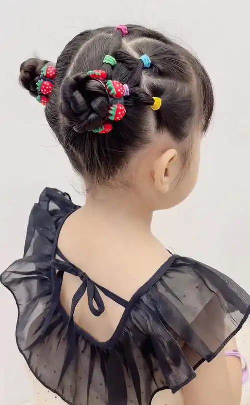 抖音网红儿童马尾夹丸子头抓夹幼儿园女宝丸子头盘发扣马尾扣 大号