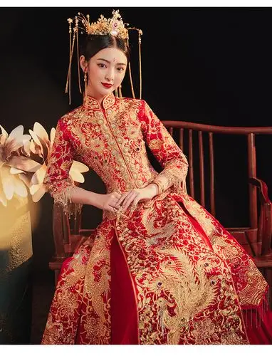 凤冠霞帔 古装婚服嫁衣绣禾新娘装秀禾服敬酒服中式服礼服结婚女龙凤