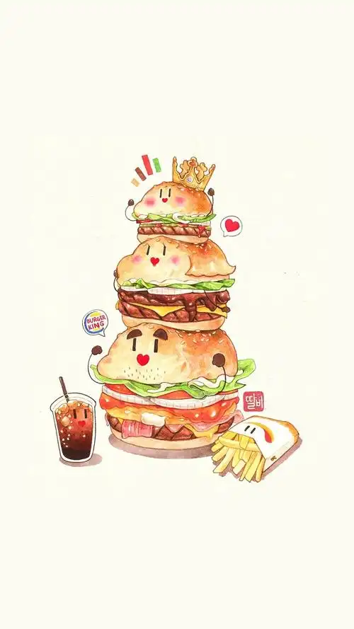 小可爱水彩美食手账插画手机壁纸-卡通-手机壁纸下载-美桌网