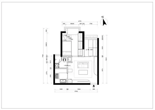 42平一居室户型图