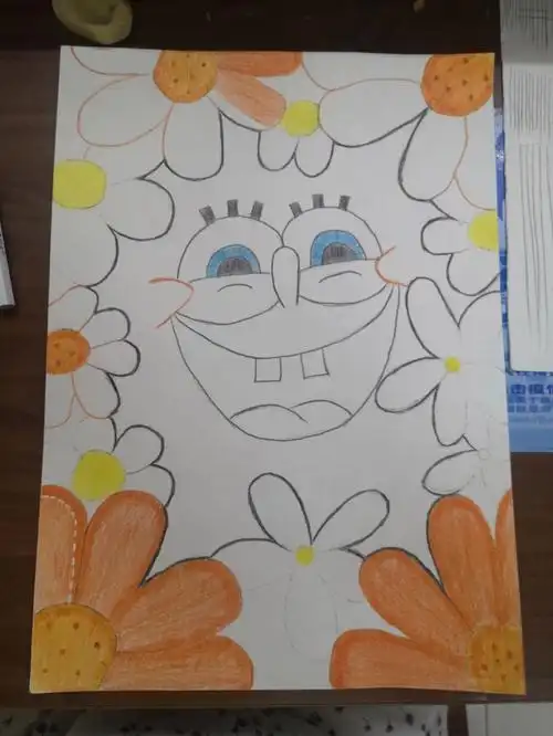 彩铅画海绵宝宝