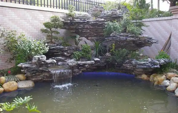 庭院水池,流水英石假山