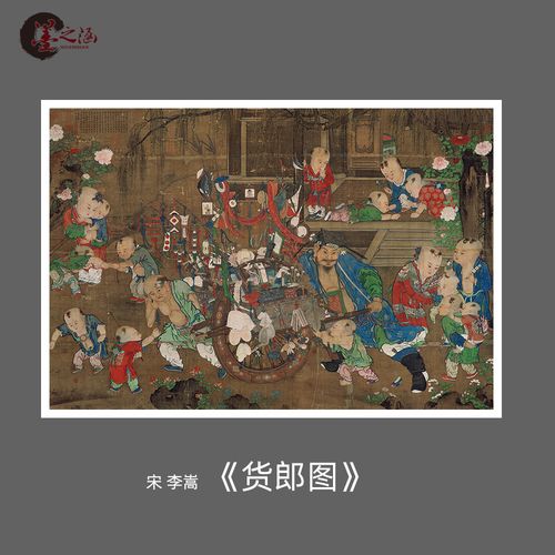 宋代国画 李嵩 货郎图 居家客厅高清微喷复制工笔人物画临摹范本