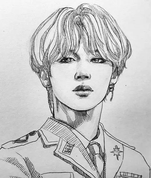 人物素描,帅气的韩系明星素描画,防弹少年团素描
