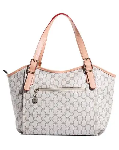 保罗威特polo villae箱包专场-米白色印花手拎女包