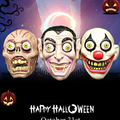 万圣节恐怖吓人面具头套爆眼全脸化妆舞会加勒比海盗电影主题道具